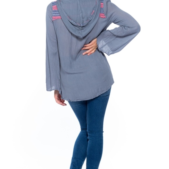 LONG BOHO HOODED TOP - Picture 4 of 5